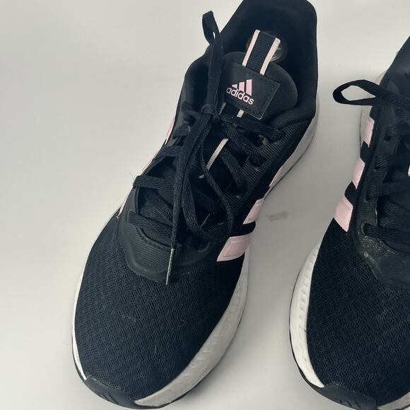 Adidas Cloudfoam Running Shoes Black Pink Stripes Size 7 - Picture 5 of 9